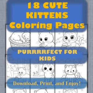 Purrrfect Cat Coloring Book for Kids! 18 Instant Download Kitten Coloring Pages | Fun Printable Activity for Children