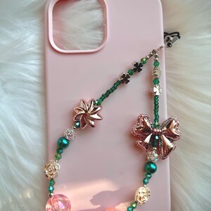 Beaded Phone Charm Strap: Pearl & Crystal Kawaii Phone Accessory