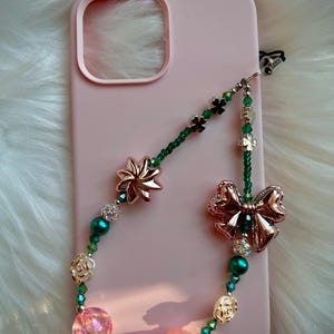 Beaded Phone Charm Strap: Pearl & Crystal Kawaii Phone Accessory