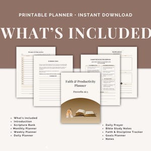 Faith & Productivity Planner | Christian Printable PDF | US Letter, A4 | Bible Study, Prayer, Habit Tracker | Instant Download
