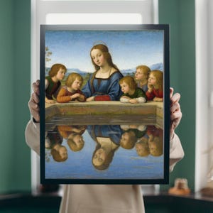 Renaissance Madonna & Children Reflection Art Print | Classical Religious Painting | Virgin Mary Wall Decor | Old Master Style Artwork