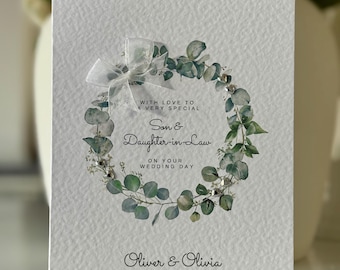 Personalised Handmade Daughter & Son-in-law Wedding Card, Congratulations Wedding Card, Luxury Wedding Card, Bride and Groom Wedding Card.
