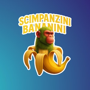 Sticker Scimpanzini Bananini  – Funny & Viral Italian Meme | Trendy Brainrot Character | Perfect for Kids and Adults! Vinyl sticker trend