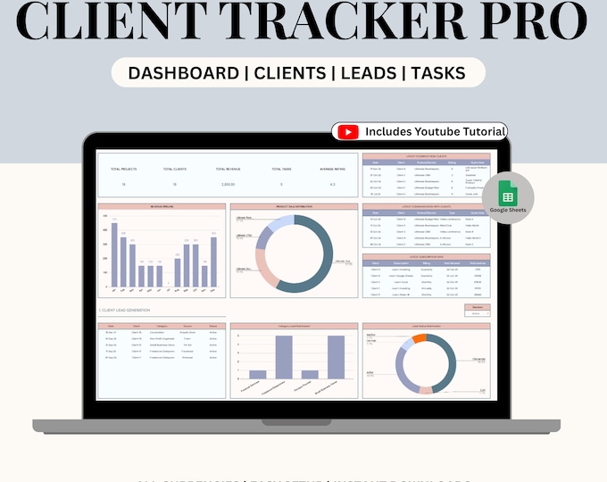 Client Tracker Spreadsheet for Small Businesses, Excel CRM Management ...