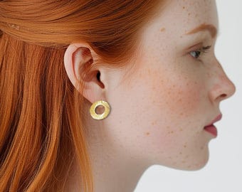 Gold Stud Earrings, Gold Circle Earrings, Hoop Studs Earrings, Simple Stud Earrings, Minimal Circle Earrings, Dainty Earrings, Circle Studs