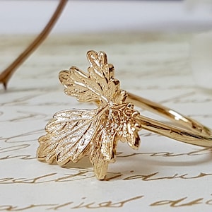 Anillo de oro delicado, anillo de oro bohemio, anillo bohemio, anillo de hoja, anillo de otoño, joyería de hojas, joyería de otoño, joyería de hojas de otoño, anillo delicado