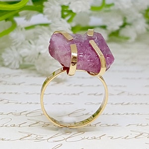 Tourmaline Ring, Raw Tourmaline ring, Pink Tourmaline Ring, Natural Raw Crystal Stone Ring, Gemstone Statement Ring, October Birthstone Ring
