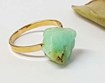 Mint grüner Schmuck, Chrysopras Ring, roher Chrysopras, grüner Ring, Rohstein Ring, Rohstein Ring, Geschenk für sie, Statement Ring, Geschenke