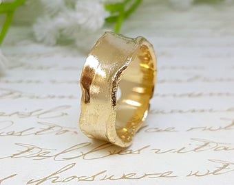 Gold Wedding Band, Alternative Wedding Ring, Gold Stacking Rings, Wide Wedding Band, His and Hers Promise Ring, Unique Wedding Band, Unisex