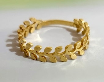 Gold Band, Olive Leaf Ring, Gold Leaf Ring, Greek Ring, Leaves Ring, Laurel Wreath ring, Eternity Leaf Band, Botanical Ring, Olive Leaf Band