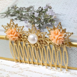 Bridal Wedding Hair Comb, Vintage Style Filigree Flowers, Hair Combs for Wedding, Bridal Wedding Hairpiece, Floral Hair Accessory