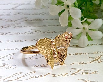 Gold Butterfly Ring, Dainty Gold Ring, Gold Stackable Ring, Small Butterfly Ring, Boho Gold Ring, Butterfly Jewelry, Gold Ring Women, Gift