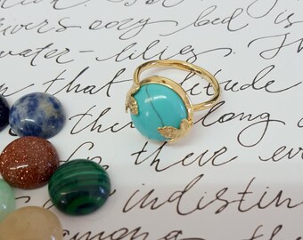 Dainty Gold Mothers Rings, Turquoise Gemstone Mother's Rings, Dainty Gold Ring for Mom, Mothers Jewelry, Mothers Ring, Gemstone Ring