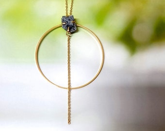 Boho Druzy Agate Pendant - Raw Gemstone Necklace for Crystal Lovers, Gemstone Gold Pendant, Healing Crystal Necklace, Raw Gemstone Pendant