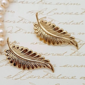 Bridal Leaf Earrings, Gold Leaf Earrings, Gold Studs, Gold Earrings, Leaves Earrings, wedding earrings, bridesmaid earrings