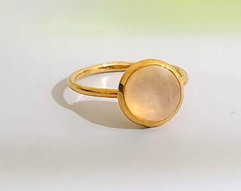 Solitaire Gemston Ring, Rose Quartz Ring, Stackable Gemstone Ring, Stone Stacking Ring, Healing Crystal Ring, October birthstone ring