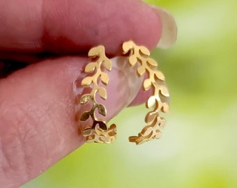 Gold Stud Earrings, Gold Leaf Earrings, Olive Leaves Earrings, Laurel Wreath Earrings, Olive Branch Earrings, Greek Goddess Earrings
