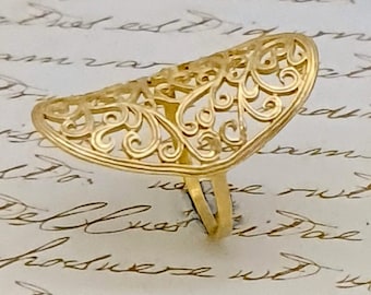 Statement Gold Filigree Ring, Statement Ring, Filigree Jewelry, Statement Jewelry, Handmade Jewelry, Unique Gift for Her, Unique Jewelry