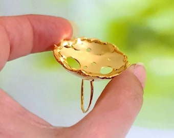 Großer Goldring, Geometrischer Ring, Großer Goldring, Großer Goldring, Großer Statementring, Cocktailring, Geometrischer Ring