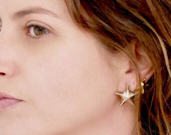 22k Gold Plated Starfish Stud Earrings, Bridal Beach Wedding Jewelry
