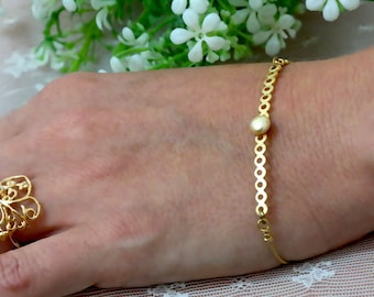 Gold Wedding Bracelet, Pearl Gold Bracelet, Dainty Gold Bracelet, Bridal Jewelry, Wedding Bracelet pearl, Gold Wedding Bracelet, Pearl Jewel