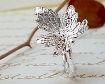 Vinani Ring ‚Blatt‘, Sterling Silber 925 – Gebürstet/glänzend, 13 Mm Breite, In Verschiedenen Größen Erhältlich