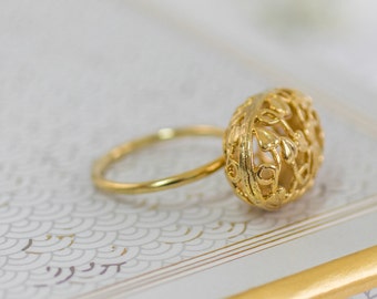 Boho Ring, Edwardian Ring, Gold Filigree Ring, Edwardian Engagement Ring, Boho Wedding, Edwardian Jewelry, Gold Ring, Unique Engagement Ring