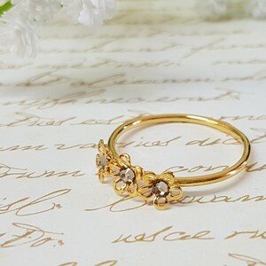 Stacking Ring, Gold Ring, Floral Ring ,gold Flowers Ring, Flower Ring ...