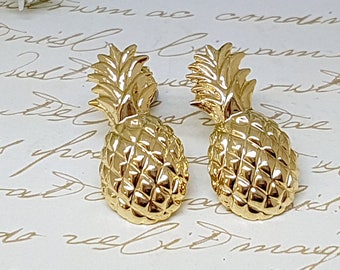 Orecchini a bottone a forma di ananas, orecchini a forma di ananas, orecchini a forma di ananas in oro, orecchini estivi in oro, orecchini delicati, orecchini a bottone minimalisti a forma di ananas