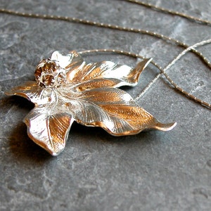 Gift For Women, Silver Leaf Necklace, Silver Leaf Jewelry, Real leaf necklace, Botanical Jewelry, Plant Jewelry Statement pendant Boho chic