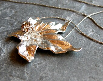 Gift For Women, Silver Leaf Necklace, Silver Leaf Jewelry, Real leaf necklace, Botanical Jewelry, Plant Jewelry Statement pendant Boho chic