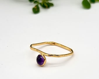 Square Ring, Amethyst Ring, Birthstone Gold Ring, February Birthstone Ring, Amethyst Gold Jewelry, Gold Gemstone Ring, Square Gemstone Ring