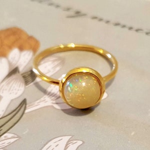 October Birthstone, Opal Gemstone Ring, Natural Gemstone Ring, Delicate Gold Ring, Stacking Opal Ring, Birthstone Ring, Dainty Gold Ring image 7