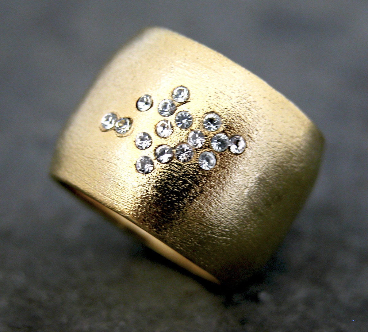 April Birthstone Ring, Diamond Ring, Diamond 14K Gold Band, Wide ...