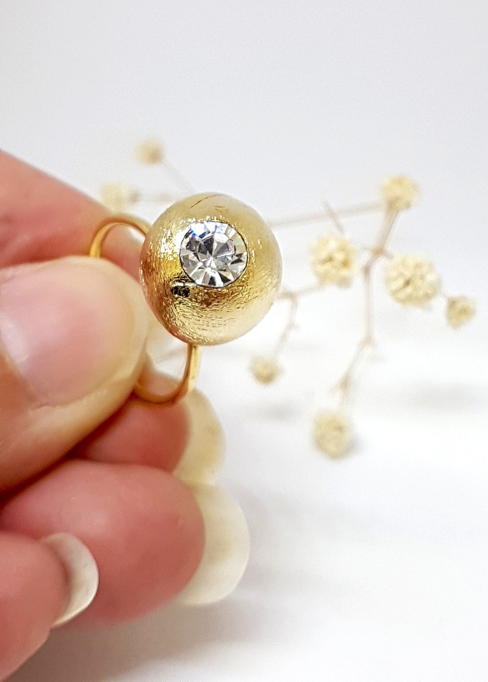 Clear Crystal Gold Ring Crystal Ring Swarovski Crystal Ring Etsy