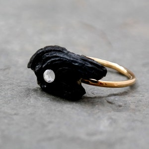 Black Lava Ring, Gold Black Stone Ring, Natural Stone, Gold Ring, Black Organic Ring, Black Lava Gemstone Gold Ring, Gemstone Jewelry image 4