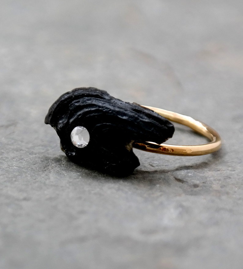 Black Lava Ring, Gold Black Stone Ring, Natural Stone, Gold Ring, Black Organic Ring, Black Lava Gemstone Gold Ring, Gemstone Jewelry image 4