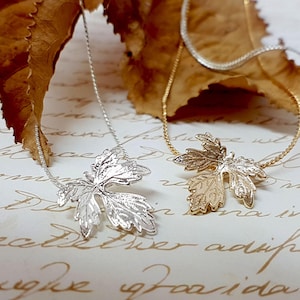 Gold Silver Leaf Pendant Necklace, Delicate leaf Wedding Necklace, Autumn Weddings, Dainty Jewelry  Leaf Necklace, Mother Gift for Her