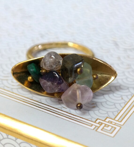 Amethyst jewelry cluster statement ring gemstone gold ring | Etsy