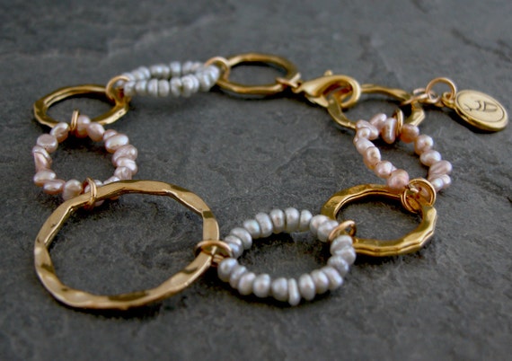 METAL BEAD BRACELET BROAD GOLD GREY METAL BEAD BRACELET BROAD GOLD GREY