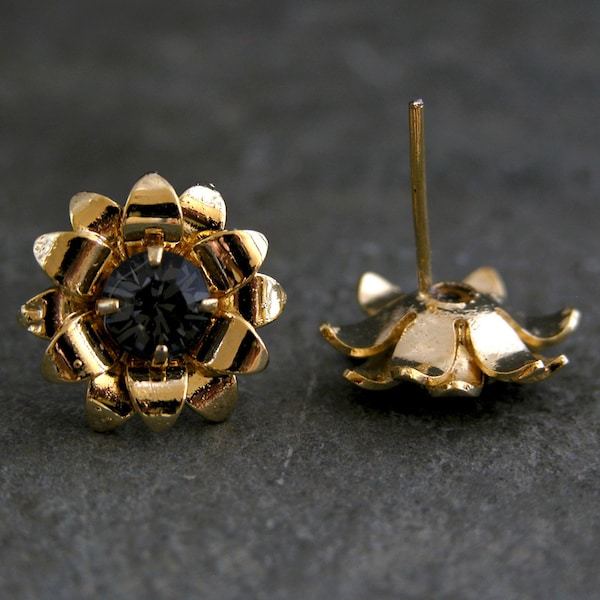 Einzigartige Geschenke, Goldblumen Ohrringe, Blau Schmuck, Blumen Ohrstecker Ohrringe, Blumen Ohrstecker, Geschenk für sie, einzigartige Schmuck, Geschenkideen