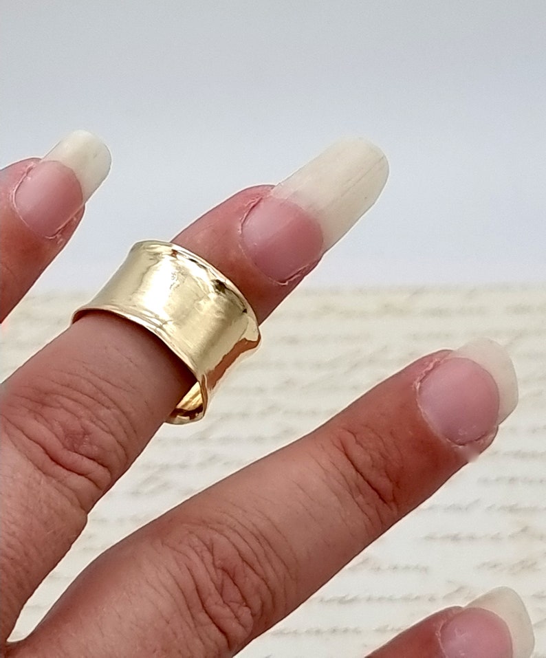 Gold Band Ring, Yellow Gold Band, Thick Gold Ring, Wide Band Gold Ring, Wedding Band, Unique Wedding Band, Brilliant Ring, Bohemian Ring image 8