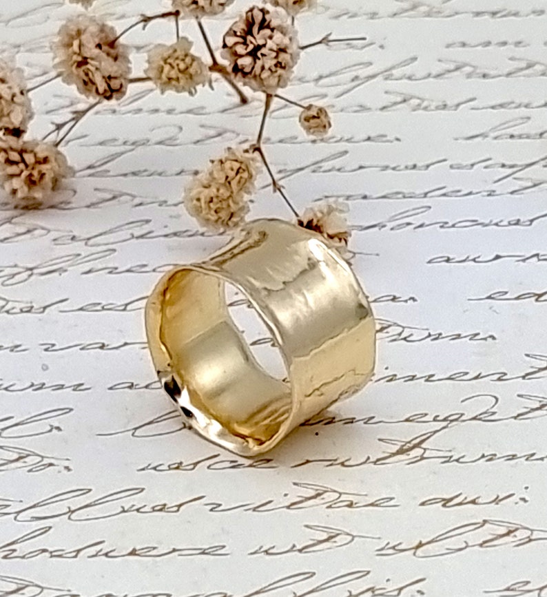 Gold Band Ring, Yellow Gold Band, Thick Gold Ring, Wide Band Gold Ring, Wedding Band, Unique Wedding Band, Brilliant Ring, Bohemian Ring image 6