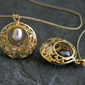 Brautgoldschmuck, Brautperlenkette, Goldperlenkette, viktorianischer Goldanhänger, Brautgoldhalskette, Brautperlenanhänger