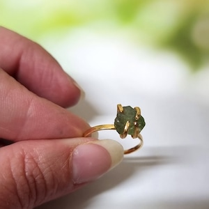 Raw Natural Moldavite Ring, Unique Moldavite Ring, Meteorite Ring, Authentic Rough Moldavite Ring, Genuine Czech Republic Moldavite Ring