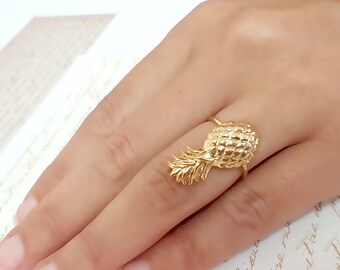 指輪・リング Gold Pearl Pineapple Ring Pineapple Ring, Fruit Jewelry, Pineapple Jewelry, Gold