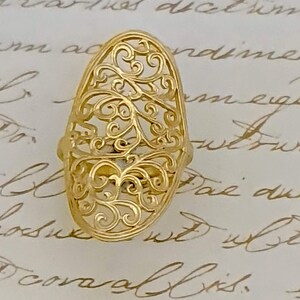 Statement Gold Filigree Ring, Statement Ring, Filigree Jewelry, Statement Jewelry, Handmade Jewelry, Unique Gift for Her, Unique Jewelry image 4