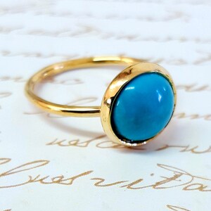 Turquoise Ring, Genuine Turquoise, Gemstone Ring, Birthstone Ring, Turquoise Gold Ring, Birthstone Jewelry, December Birthstone Ring