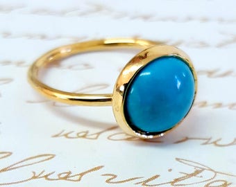 Turquoise ring, genuine turquoise, gemstone ring, birthstone ring, turquoise gold ring, birthstone jewelry, December Birthstone Ring