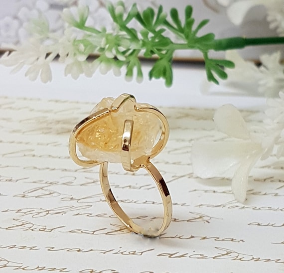 Citrine Ring, Citrine Birthstone, Raw Stone Ring, November Birthstone, Raw Citrine Ring, Citrine Jewelry, Birthstone Ring, Citrine Gemstone